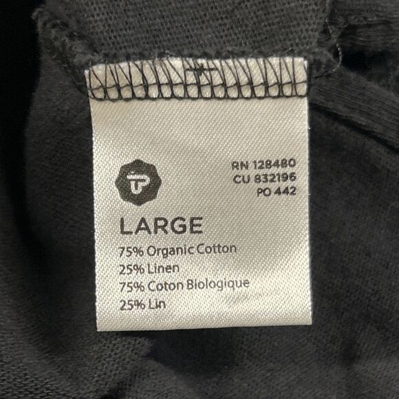 Pact Tee Shirt Womens Large Black Organic Cotton Linen Short Sleeve Casual Top - Picture 3 of 4